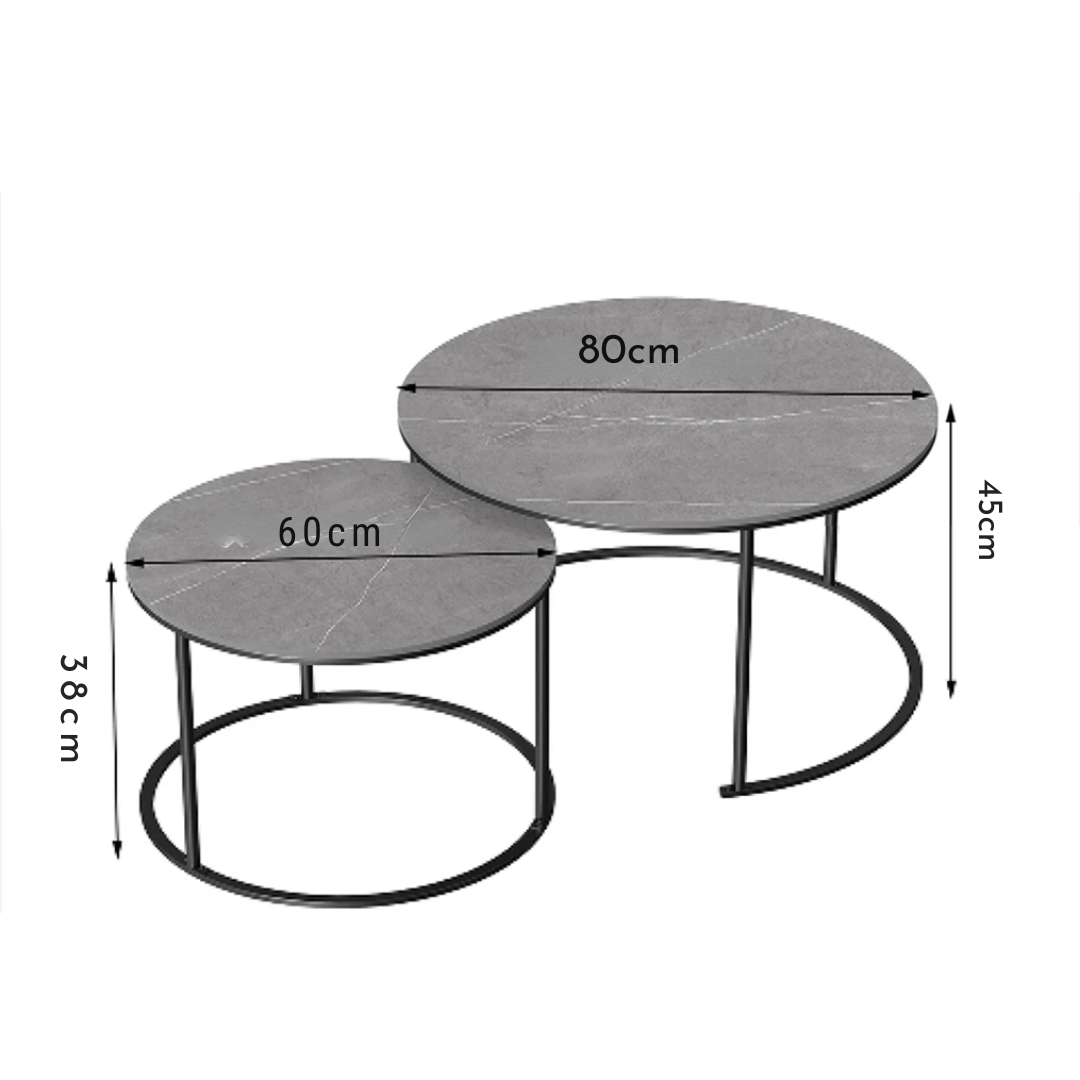 Tavoline Mesi me 2 Pjese Gray 80x45cm 60x38cm