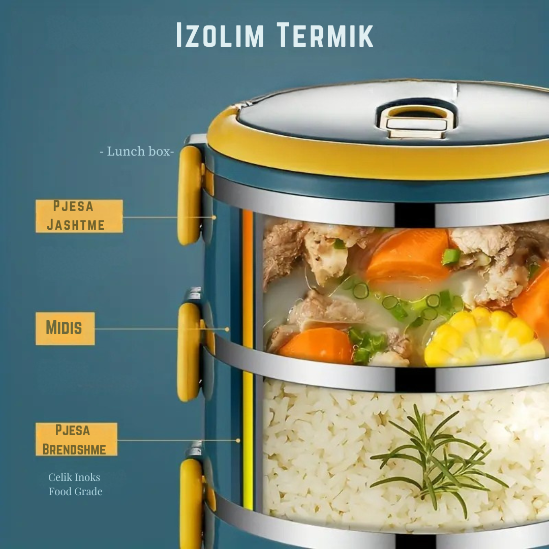 Termus Ushqimi 3 Ndarje + Çantë Termike Lunch Box