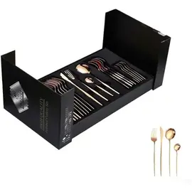 Set Sherbimi Luga Thika Pirunje Gold Stainless Steel 24cope - ShikoCmimin