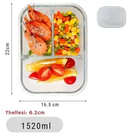 Tas Qelqi Lunch Box me 3 Ndarje 1520ml 16.5x22cm - ShikoCmimin