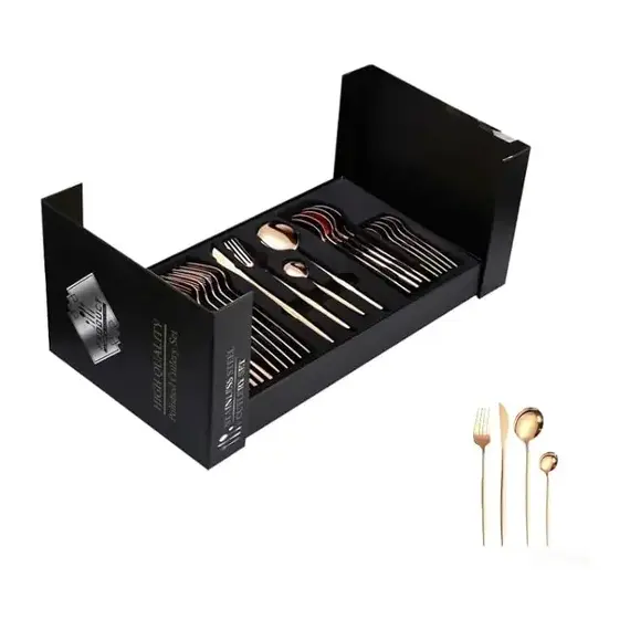 Set Sherbimi Luga Thika Pirunje Gold Stainless Steel 24cope - ShikoCmimin