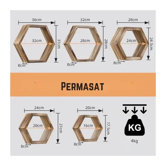 Rafte Dekorues Hexagon Floating 5Cope
