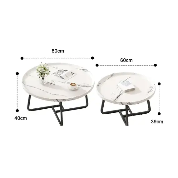 Tavoline Mesi 2 Pjese Classic Geometric Metal Base - ShikoCmimin