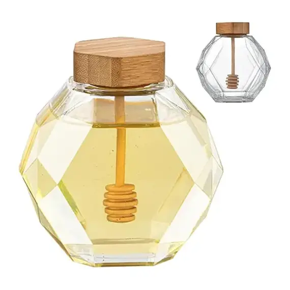 Vazo Qelqi Hexagon Mbajtese Mjalti 380ml - ShikoCmimin