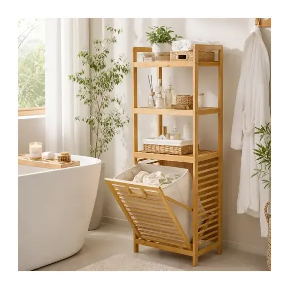 Raft Organizues Bambuje me Kosh Rrobash 119x50x30cm - ShikoCmimin